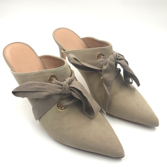 Ulla Johnson Oona Beige Tan Suede Pointed Toe Heel Mules size EU 36 US 5.5 - Picture 2 of 7